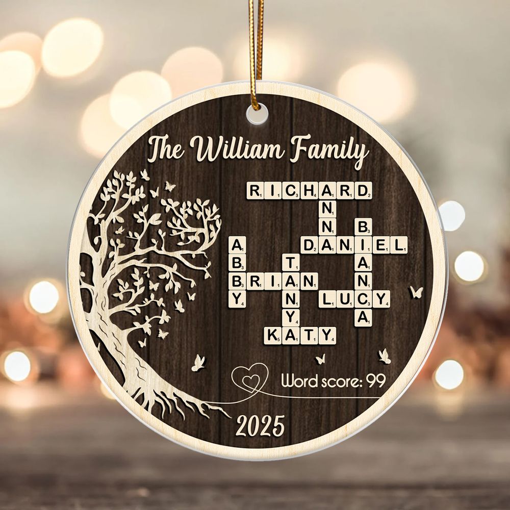 Family Tree of Life Crossword - Personalized Acrylic Ornament