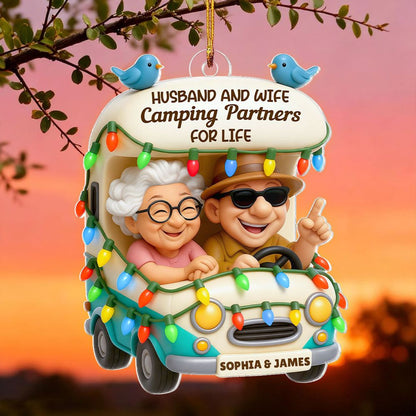 Baby Let's Go Camping - Personalized Old Couple Acrylic Car Hanger