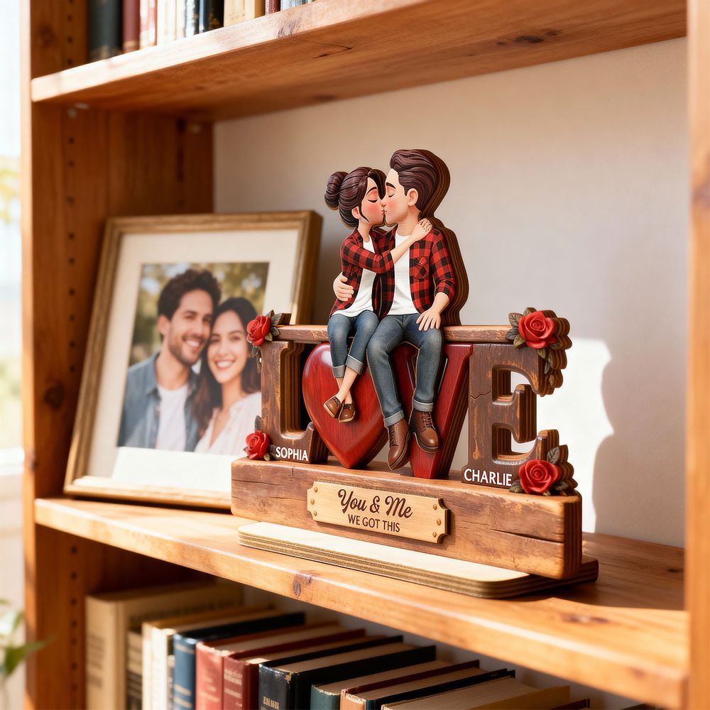 Eternal Rose LOVE Couple Forever Together - Personalized 2-Layered Wooden Plaque
