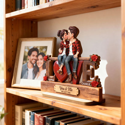 Eternal Rose LOVE Couple Forever Together - Personalized 2-Layered Wooden Plaque