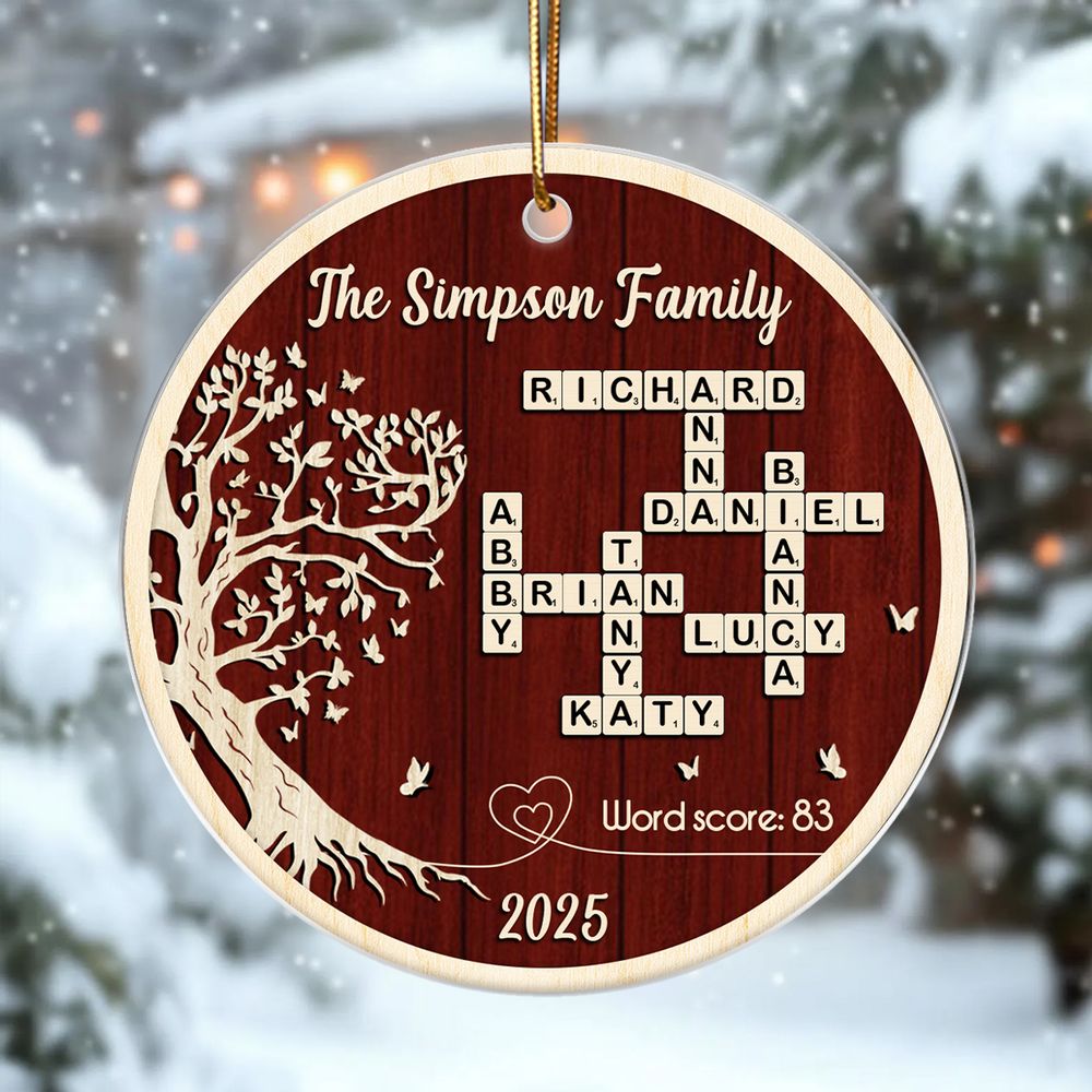 Family Tree of Life Crossword - Personalized Acrylic Ornament