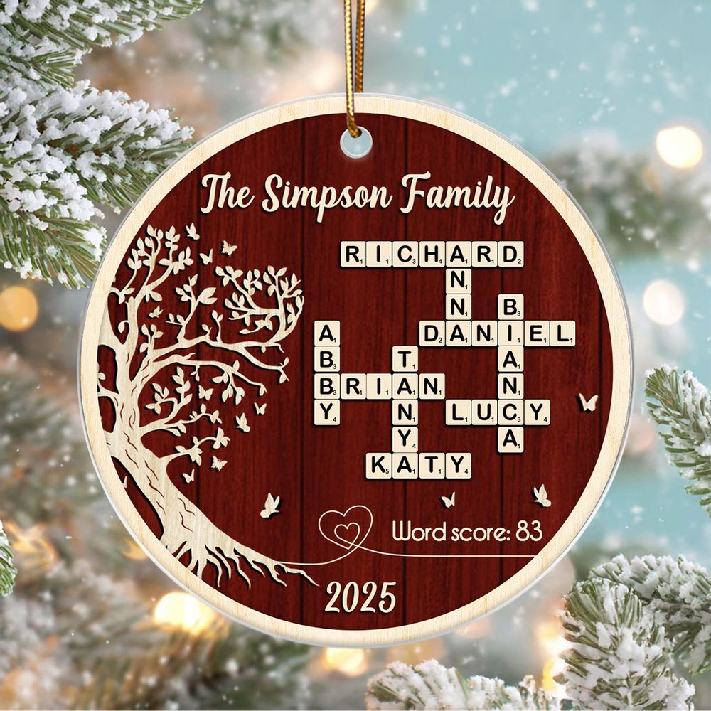Family Tree of Life Crossword - Personalized Acrylic Ornament