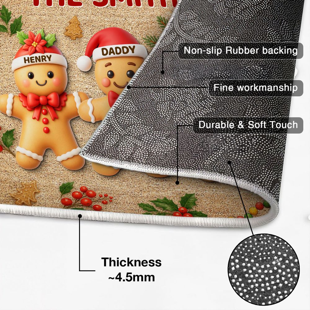 Gingerbread Family - Personalized Christmas Family Doormat