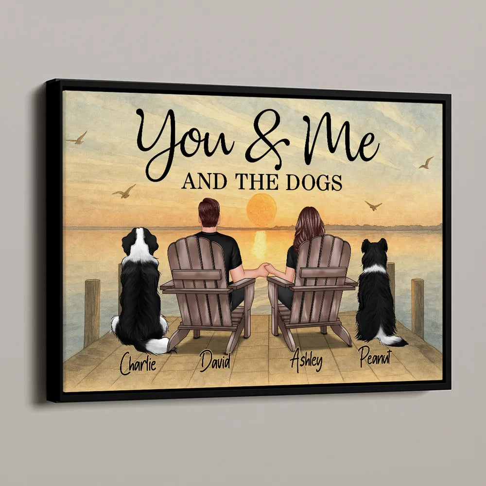 "You & Me and the Dogs" - Custom Couple & Pet Personalized Canvas / Poster