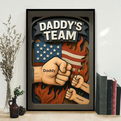 Daddy's Team Fist Bump - 3D Effect Layered Personalized Poster/Canvas