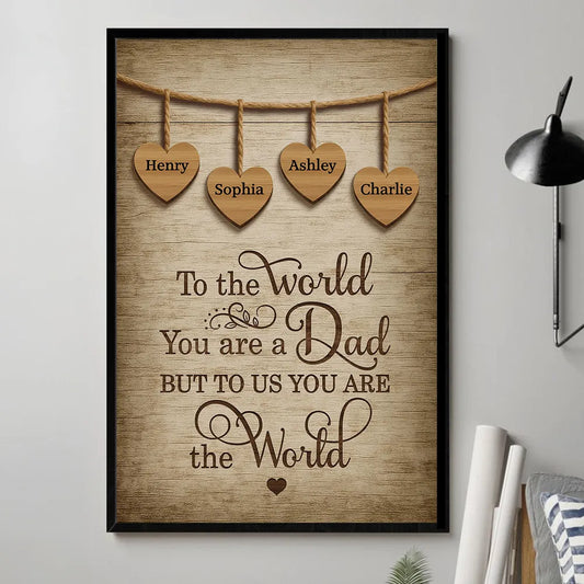 A Father Holds His Children Heart Forever - Personalized Poster / Canvas Father's Day Gift for Dads