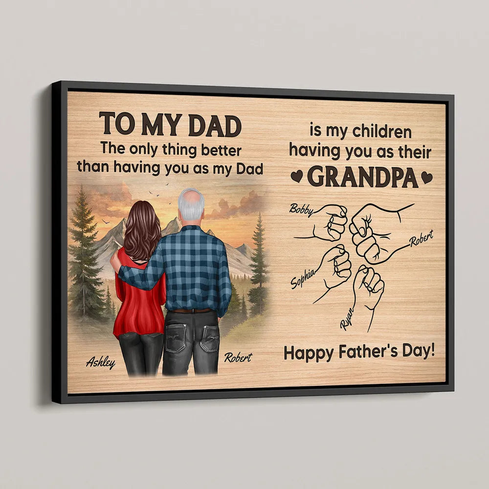 Personalized Fist Bump Grandpa Poster / Canvas - Father’s Day Gift from Daughter to Dad