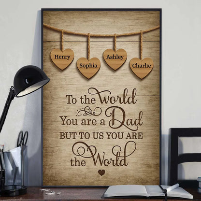 A Father Holds His Children Heart Forever - Personalized Poster / Canvas Father's Day Gift for Dads