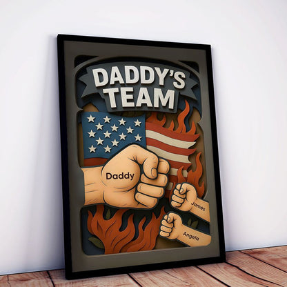 Daddy's Team Fist Bump - 3D Effect Layered Personalized Poster/Canvas