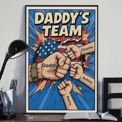 Personalized Daddy’s Team Fist Bump Poster / Canvas - Comic-Style Father’s Day Gift