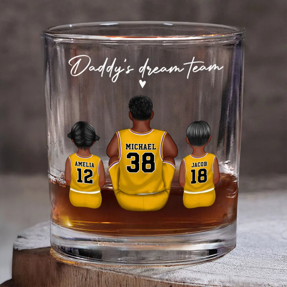 Basketball Dad’s Dream Team - Personalized Whiskey Glass