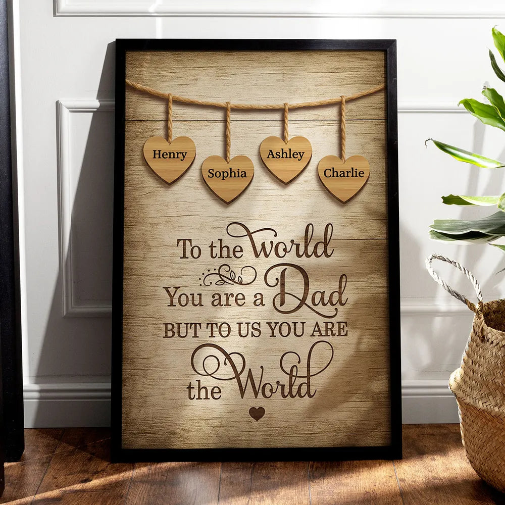 A Father Holds His Children Heart Forever - Personalized Poster / Canvas Father's Day Gift for Dads