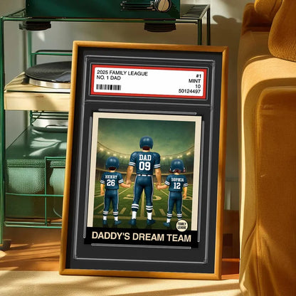 Football No.1 Dad & Kids - Personalized Trading Card Style Poster / Canvas