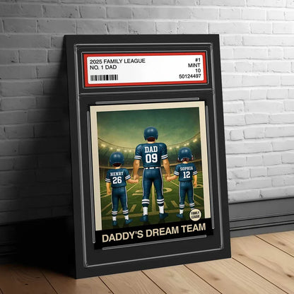 Football No.1 Dad & Kids - Personalized Trading Card Style Poster / Canvas