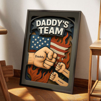 Daddy's Team Fist Bump - 3D Effect Layered Personalized Poster/Canvas