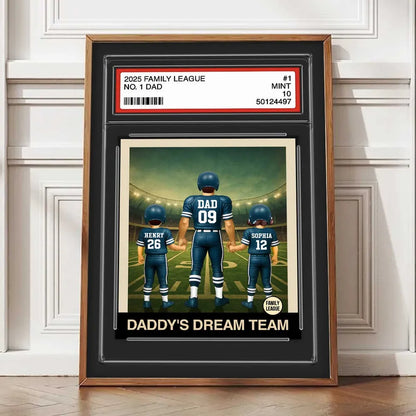 Football No.1 Dad & Kids - Personalized Trading Card Style Poster / Canvas