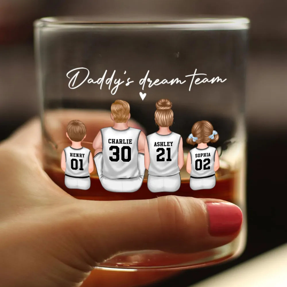 Basketball Dad’s Dream Team - Personalized Whiskey Glass
