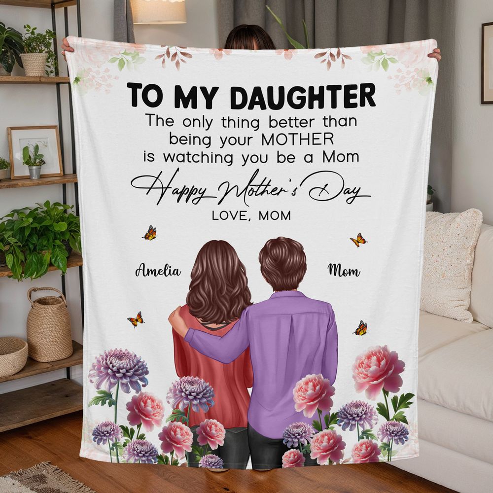 Personalized 'Watching You Be A Mom' Blanket - Mother's Day Gift for Daughter
