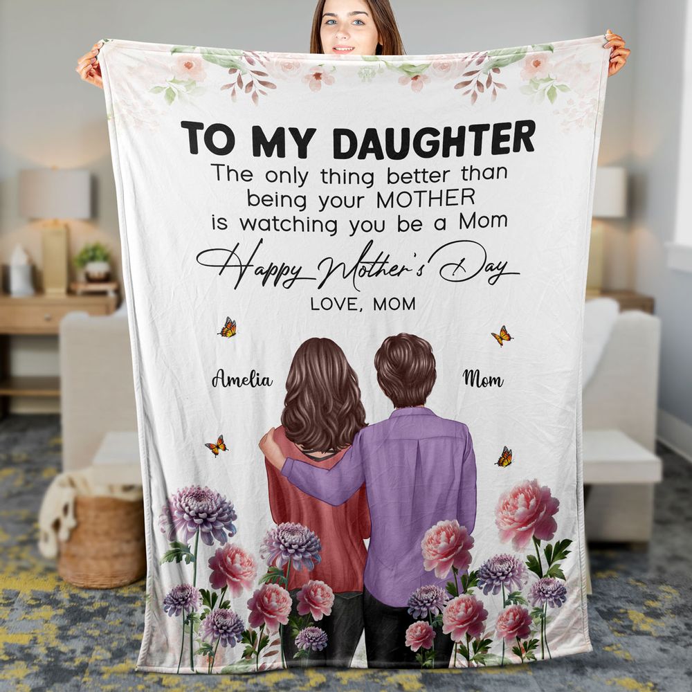 Personalized 'Watching You Be A Mom' Blanket - Mother's Day Gift for Daughter