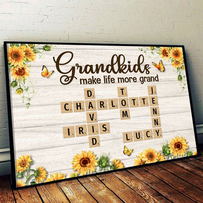 Grandkids Make Life More Grand - Personalized Canvas / Poster, Gift For Grandma Grandpa