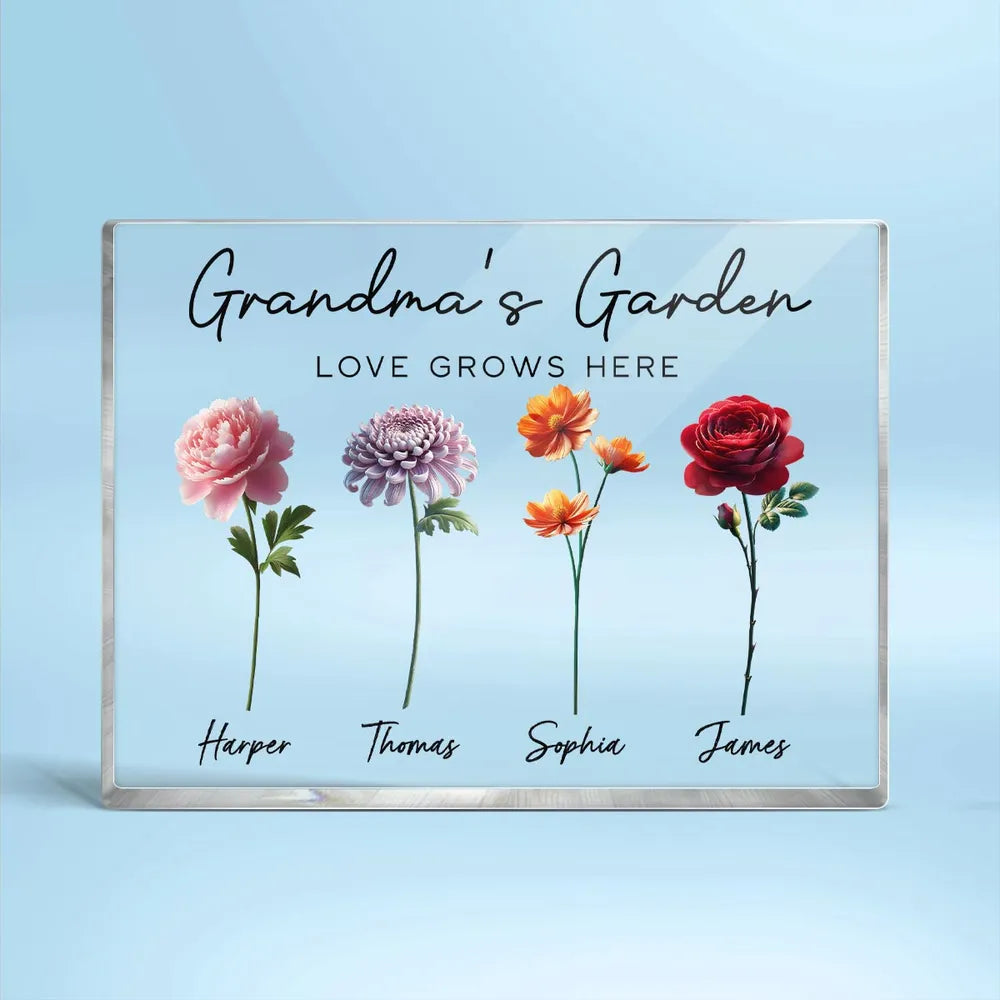 Grandma's Garden - Personalized Birth Month Flower Acrylic Block Plaque