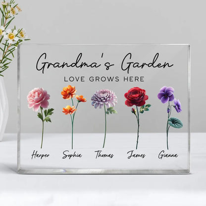 Grandma's Garden - Personalized Birth Month Flower Acrylic Block Plaque