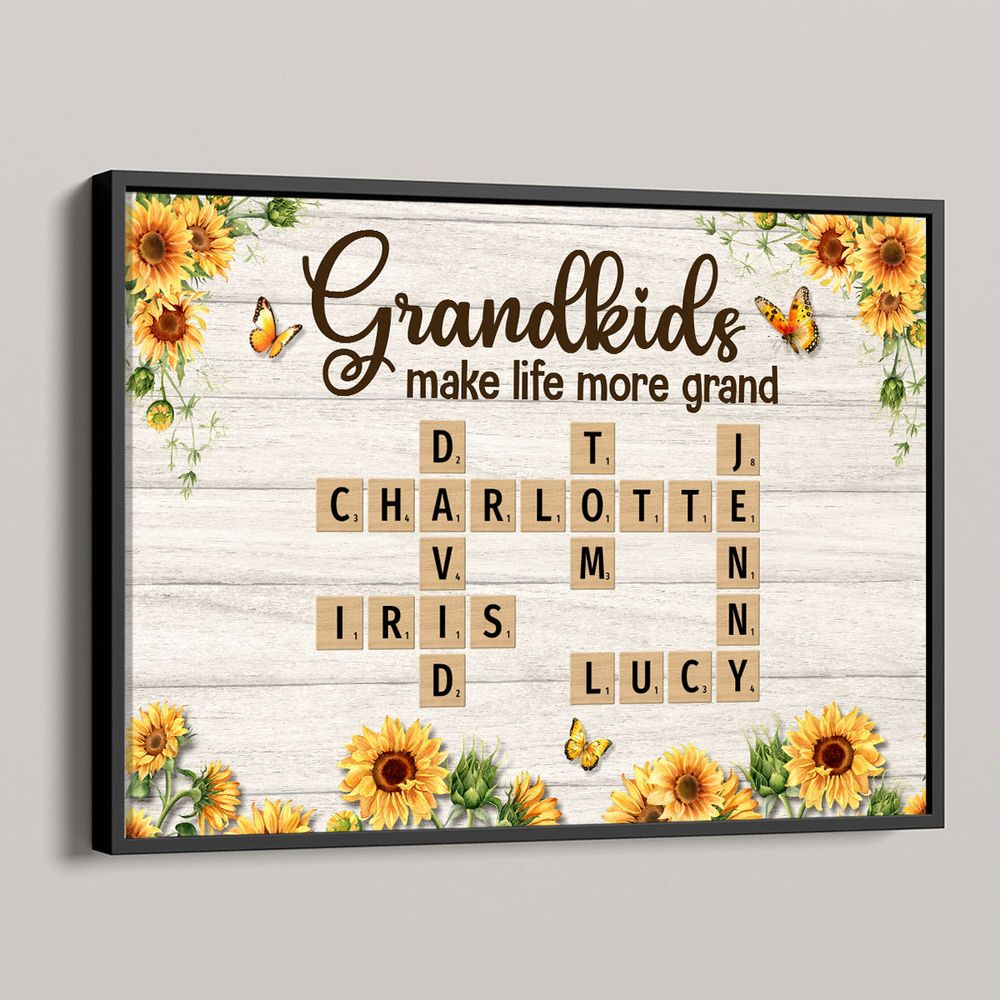 Grandkids Make Life More Grand - Personalized Canvas / Poster, Gift For Grandma Grandpa