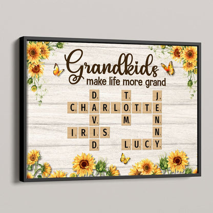 Grandkids Make Life More Grand - Personalized Canvas / Poster, Gift For Grandma Grandpa