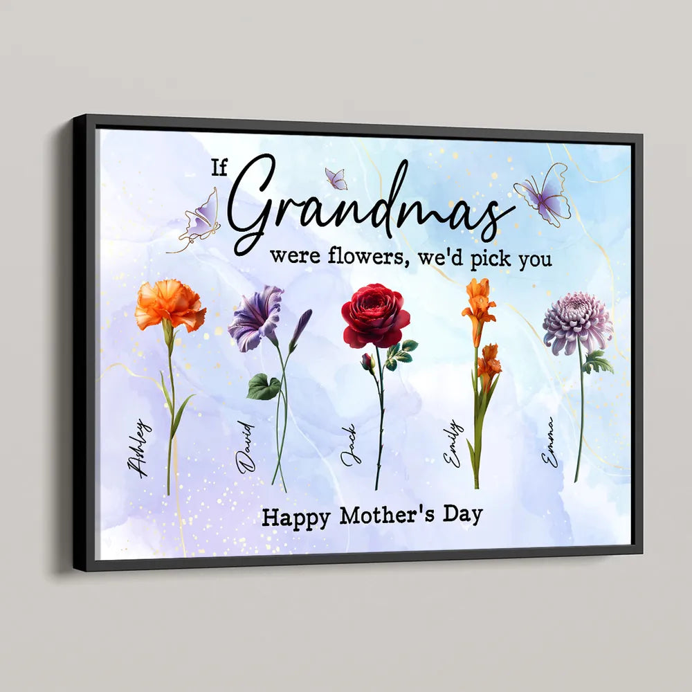 Personalized 'If Grandmas Were Flowers' Custom Canvas for Mom & Grandma