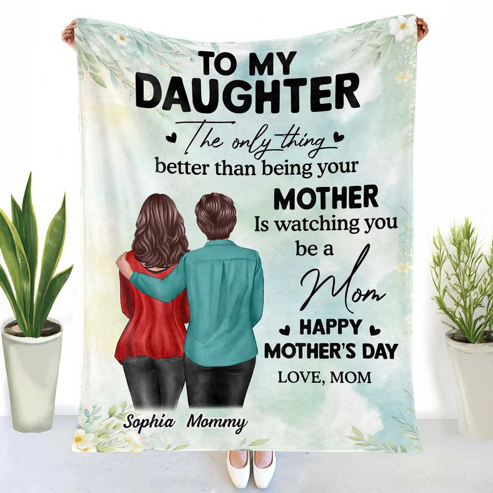 Personalized Mother's Day Blanket for Daughter: 'Watching You Be a Mom'