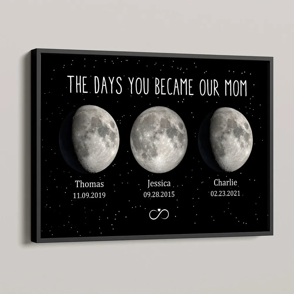 We Love You to the Moon & Back - Personalized Custom Starry Night Art Moon Phase Poster / Canvas