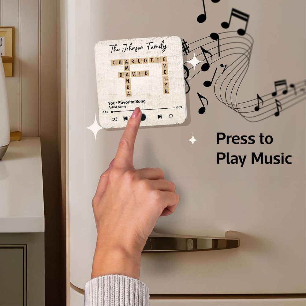 Family Crossword Art - Personalized Acrylic Music Magnet