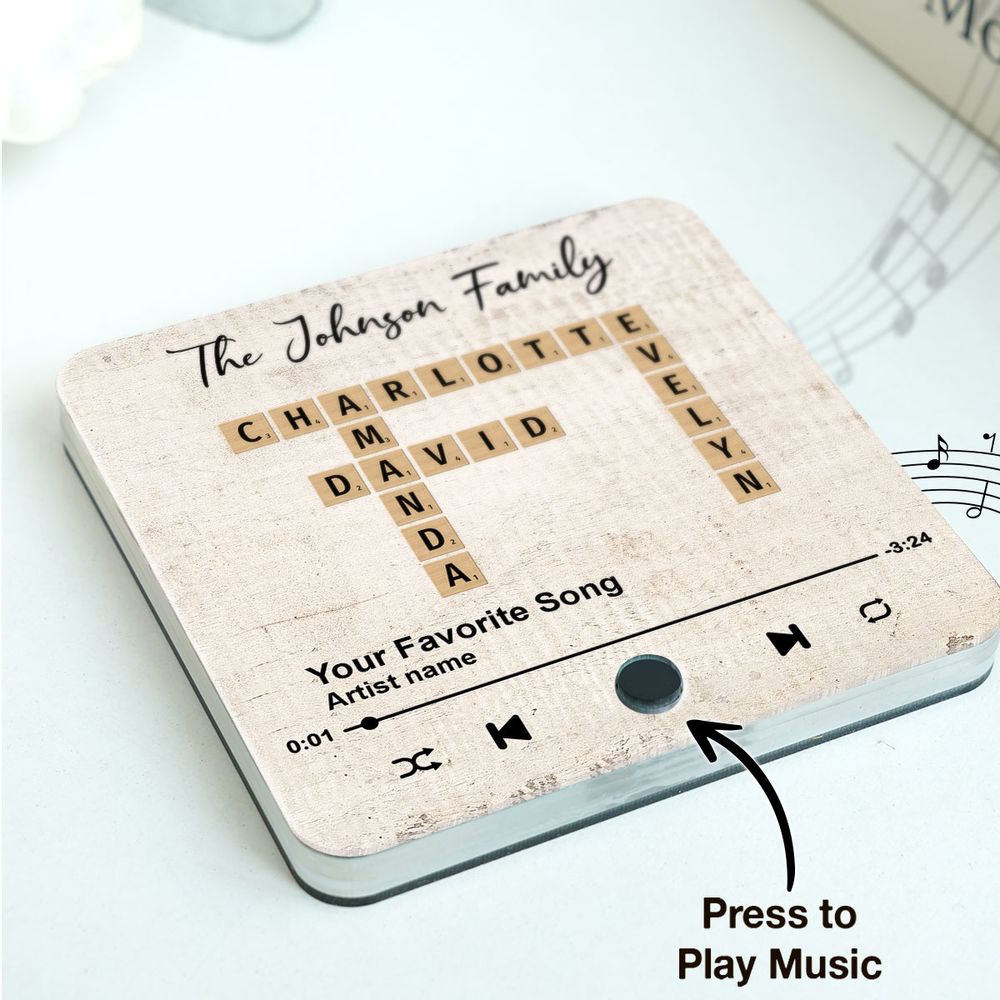 Family Crossword Art - Personalized Acrylic Music Magnet