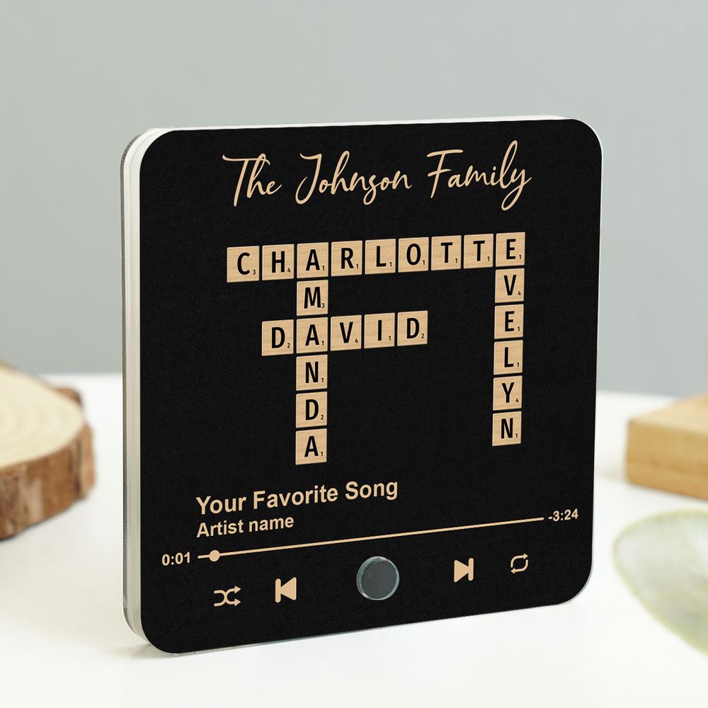 Family Crossword Art - Personalized Acrylic Music Magnet