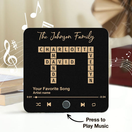 Family Crossword Art - Personalized Acrylic Music Magnet