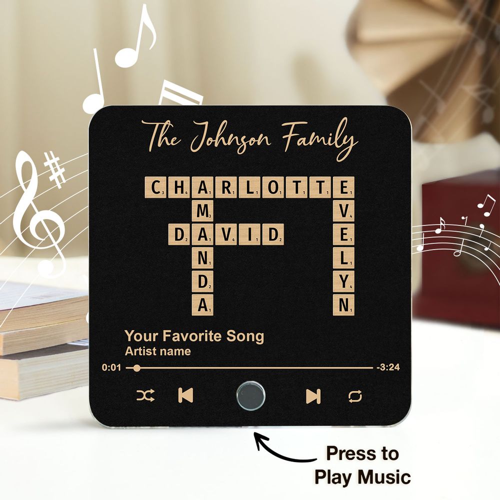 Family Crossword Art - Personalized Acrylic Music Magnet