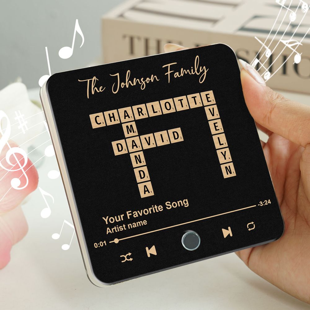 Family Crossword Art - Personalized Acrylic Music Magnet