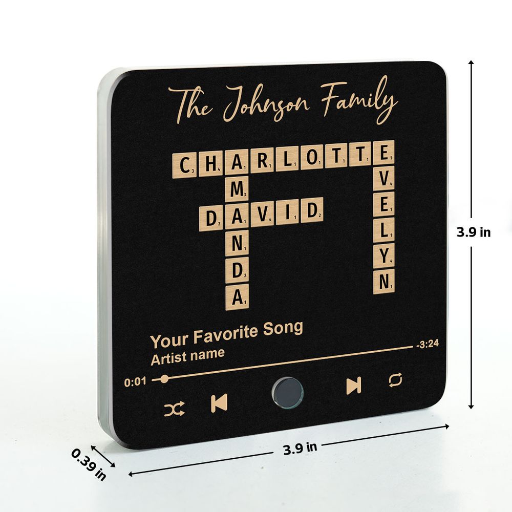 Family Crossword Art - Personalized Acrylic Music Magnet