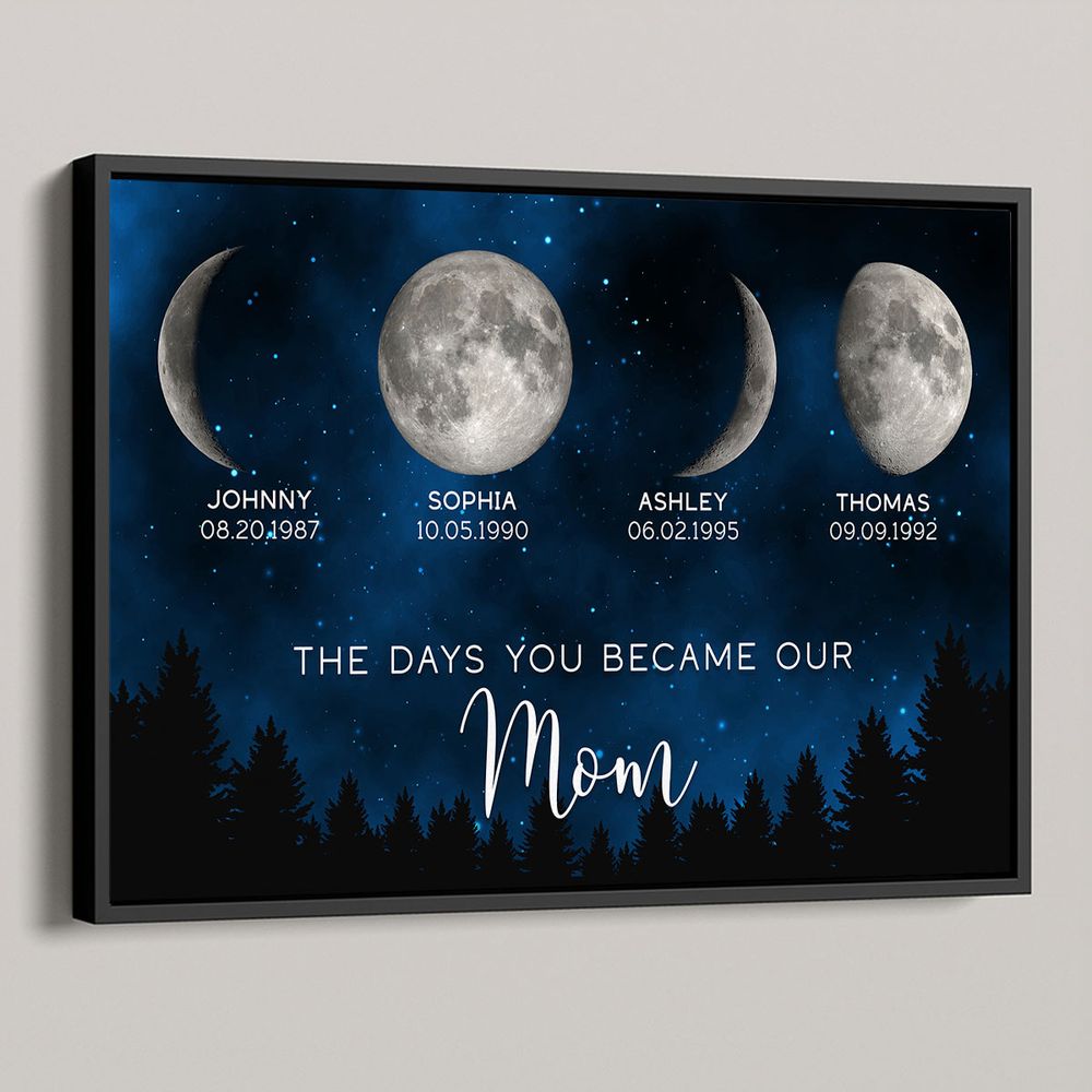 The Days You Became Our Mom - Personalized Galaxy Night Birthday Moon Phase Poster / Canvas