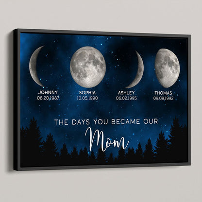 The Days You Became Our Mom - Personalized Galaxy Night Birthday Moon Phase Poster / Canvas
