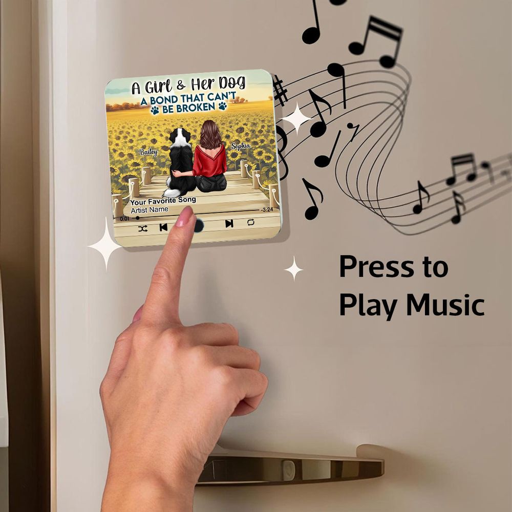 A Girl & Her Dog - Personalized Acrylic Music Magnet