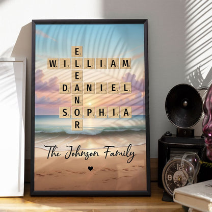 Family Roots in Time: Personalized Canvas / Poster - Crossword Art Created in a Moment, Treasured as Legacy