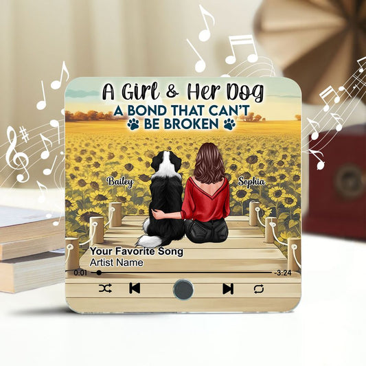 A Girl & Her Dog - Personalized Acrylic Music Magnet