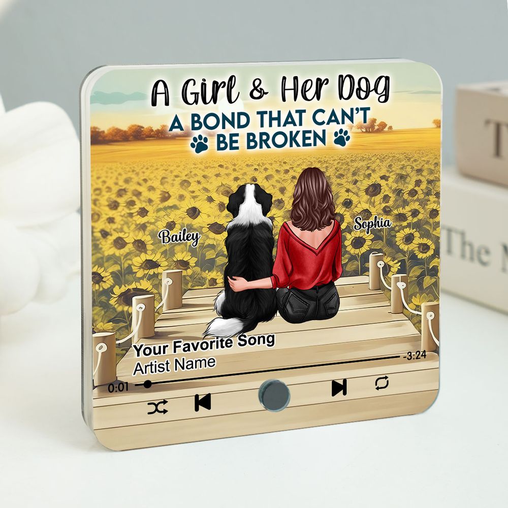 A Girl & Her Dog - Personalized Acrylic Music Magnet