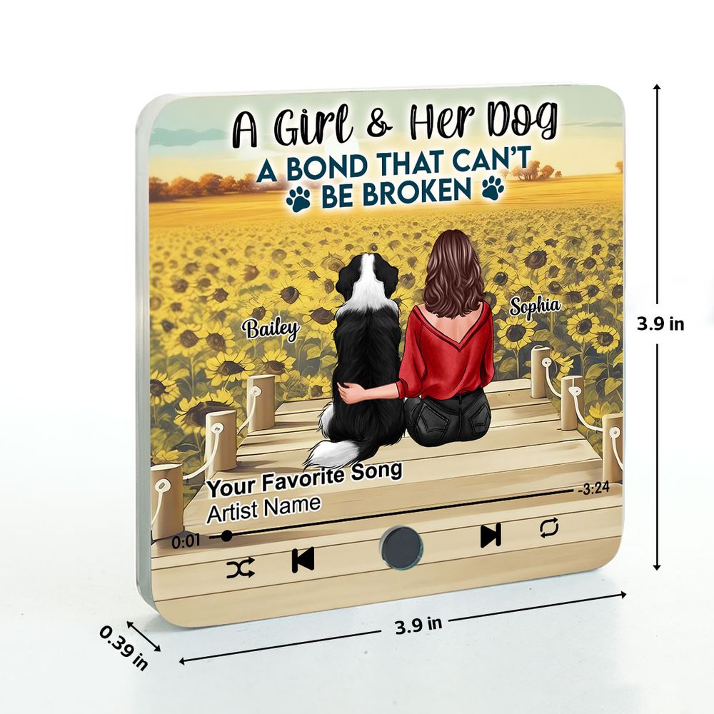 A Girl & Her Dog - Personalized Acrylic Music Magnet