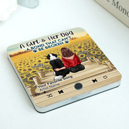 A Girl & Her Dog - Personalized Acrylic Music Magnet