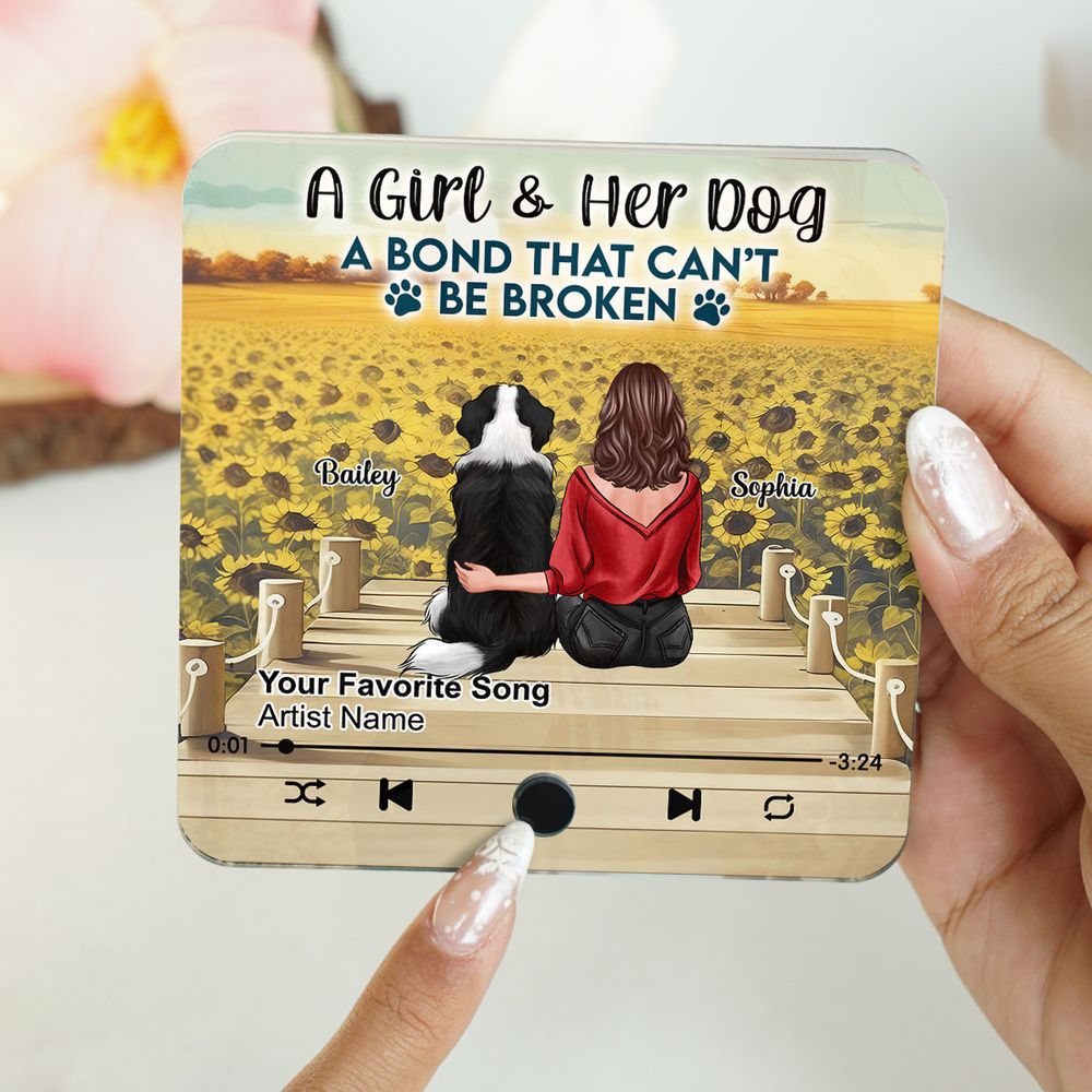 A Girl & Her Dog - Personalized Acrylic Music Magnet