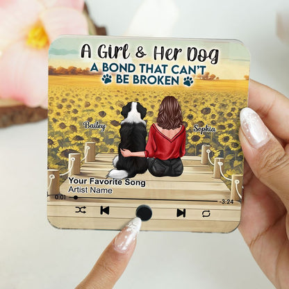 A Girl & Her Dog - Personalized Acrylic Music Magnet