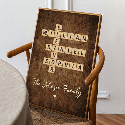 Family Roots in Time: Personalized Canvas / Poster - Crossword Art Created in a Moment, Treasured as Legacy