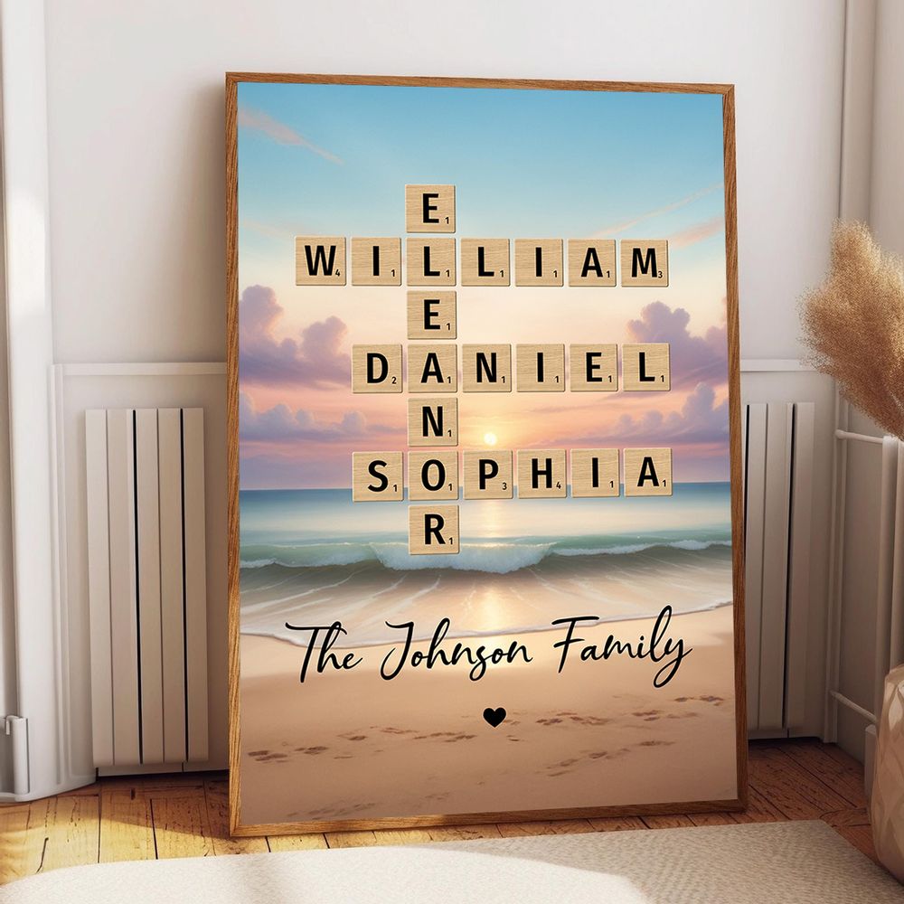 Family Roots in Time: Personalized Canvas / Poster - Crossword Art Created in a Moment, Treasured as Legacy